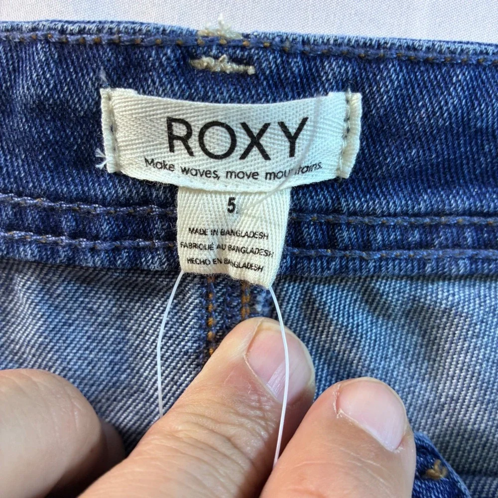 Roxy Women Wide Leg Jeans Medium Wash Raw Hem High Rise Denim Size 5 NWT